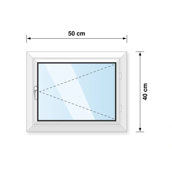 50 × 40 cm-es jobbos nyíló műanyag ablak műszaki rajza