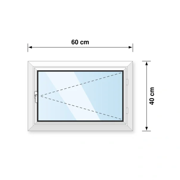 60x40 cm nyíló műanyag ablak jobbos kivitel műszaki rajz