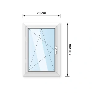 70x100 cm bukó-nyíló műanyag ablak balos kivitel műszaki rajz
